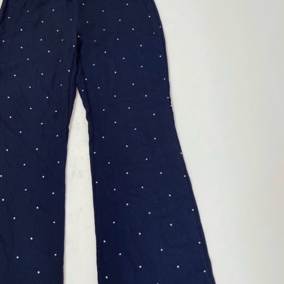 Navy Blue and White Stars Wide Leg High Waisted Overalls Palazzo Pants - Picture 2 of 11